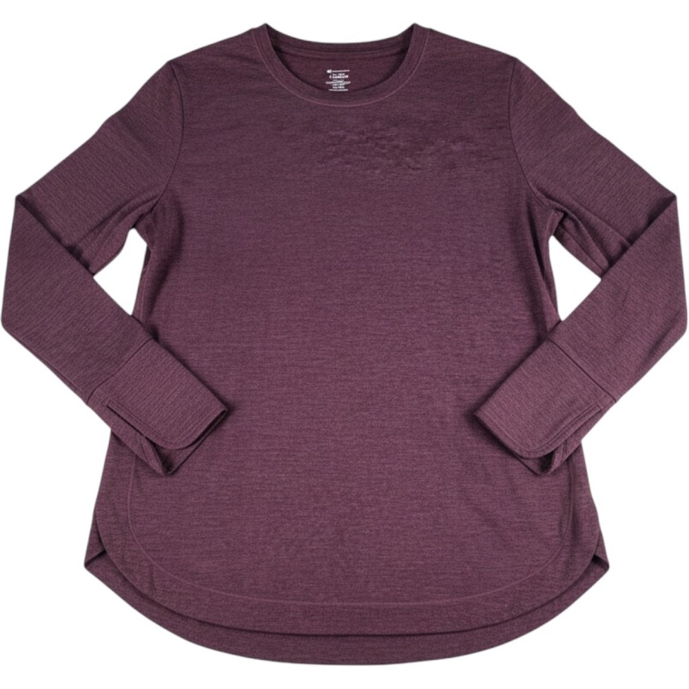 Member's Mark Favorite Active Top Thumbhole Wine Heather Large Polyester Women